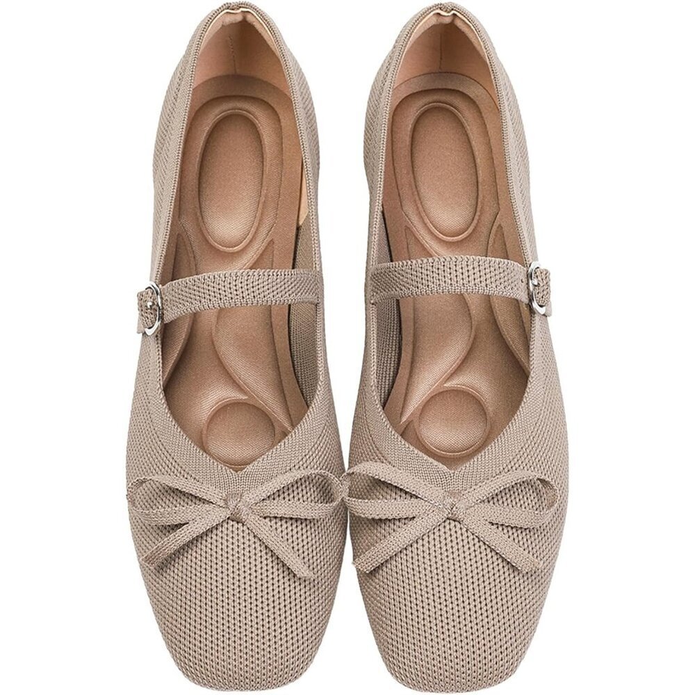 Women Khaki Fabric upper and rubber sole Casual Ballet Flats with Ankle Strap